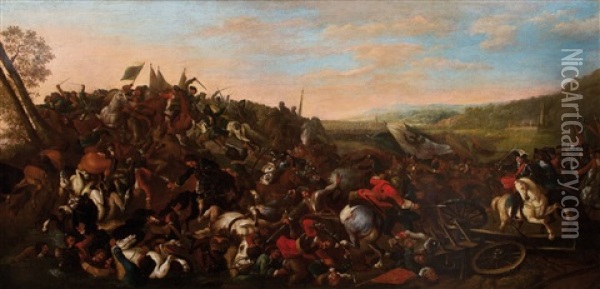 Schlachtenszenerie Aus Dem Turkenkrieg Oil Painting - Georg Philipp Rugendas the Elder