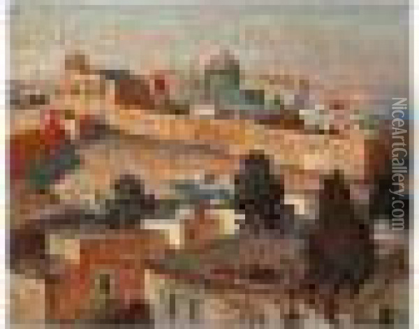 View Of Jerusalem Oil Painting - Konstantin Ivanovich Gorbatov