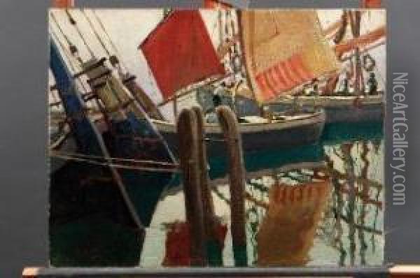 Marina A Chioggia Oil Painting - Giuseppe Palanti