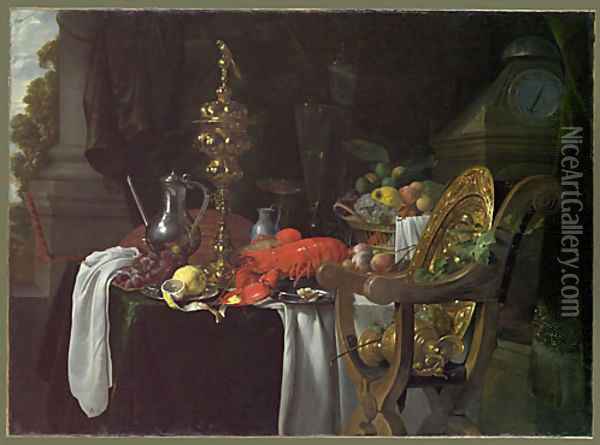 Still Life A Banqueting Scene 1670s Oil Painting - Jan Davidsz. De Heem