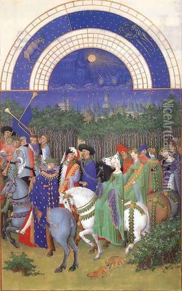 Les tres riches heures du Duc de Berry- Mai (May) 1412-16 Oil Painting - Jean Limbourg