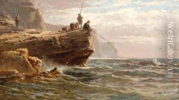 Fishing Off The Cornish Coast Oil Painting - John Mogford