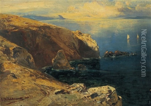 Blick Von Capri Uber Das Tyrrhenische Meer Oil Painting - Eduard Hildebrandt