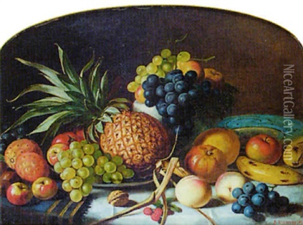 Still Life Of Fruit On A Table Oil Painting - Alexander Stanesby