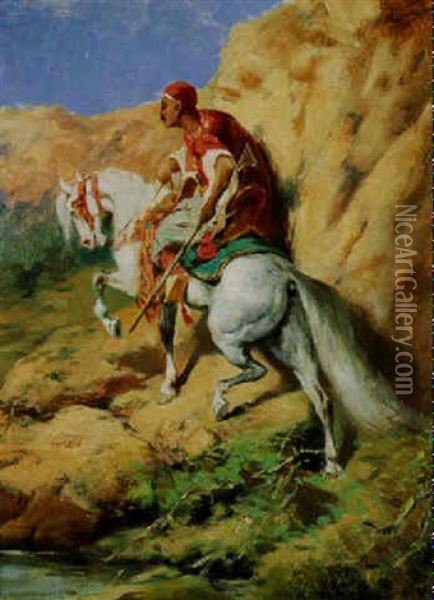 Cavalier Arabe Oil Painting - Eugene Fromentin