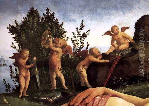 Venus, Mars, and Cupid (detail) 3 Oil Painting - Piero Di Cosimo