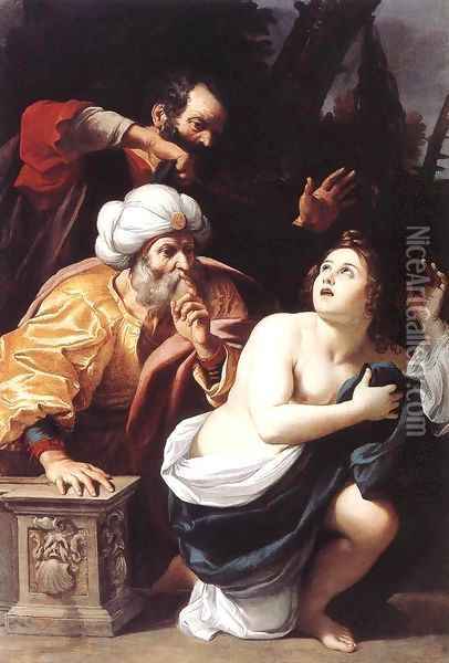 Susanna and the Elders 2 Oil Painting - Sisto Badalocchio