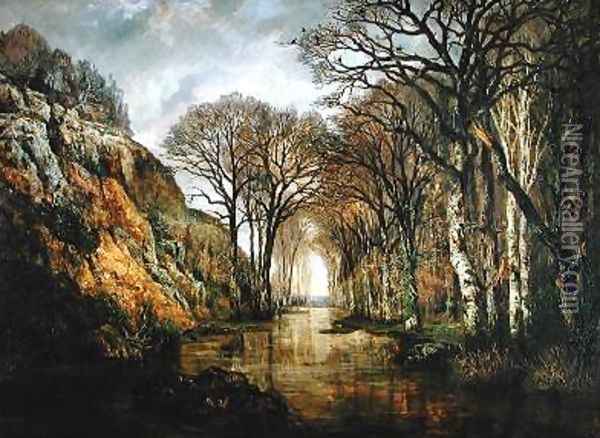 The Erdre Winter Oil Painting - Charles Leroux