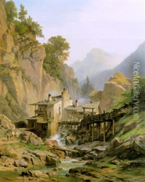Partie In Sudtirol (?) Oil Painting - Albert Emil Kirchner