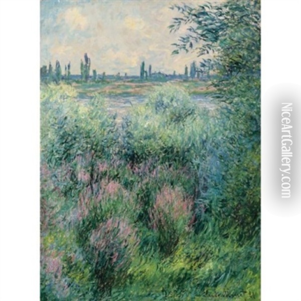 Bords De La Seine, Un Coin De Berge Oil Painting - Claude Monet