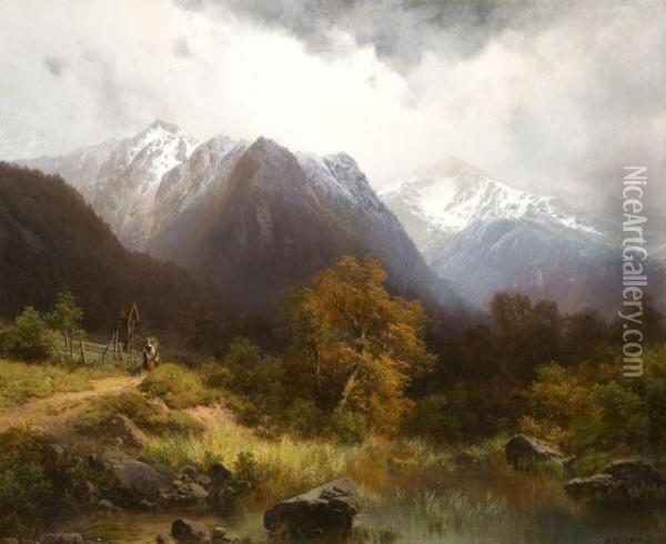 Vue Presumee De La Zugspitze Oil Painting - Karl Millner