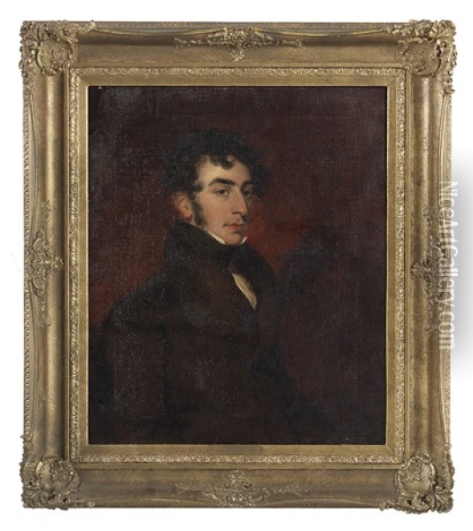 Portrait Of An Unidentified Distinguished Gentleman Oil Painting - Richard Rothwell