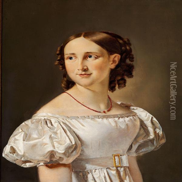 Portrait Of Thora Alvilde Bloch Oil Painting - C. A. Jensen