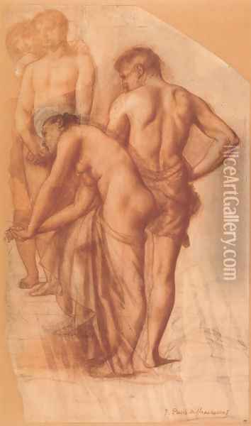 Study for Four Figures in 'Rest' Oil Painting - Pierre-Cecile Puvis De Chavannes