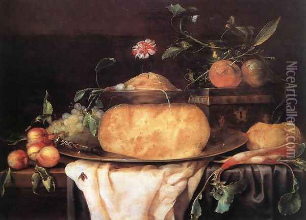 Still-Life with Cheese 1650s Oil Painting - Joris Van Son