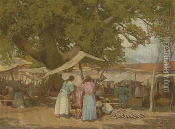 At The Market Oil Painting - Carl Oscar Borg