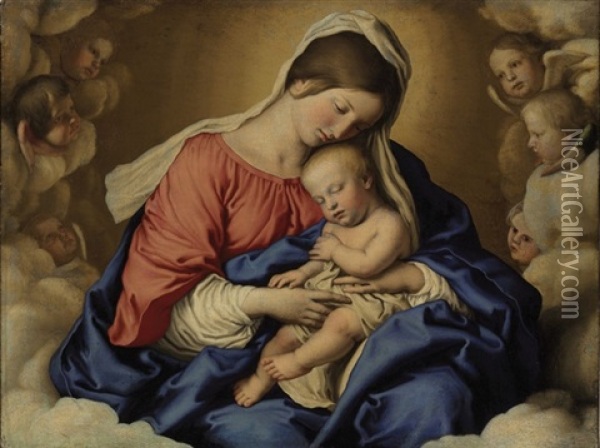 The Madonna And Child In Glory Oil Painting - Giovanni Battista Salvi (Il Sassoferrato)