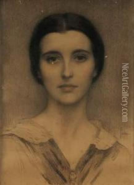 Portrait De Femme Oil Painting - Eugene D. Piron