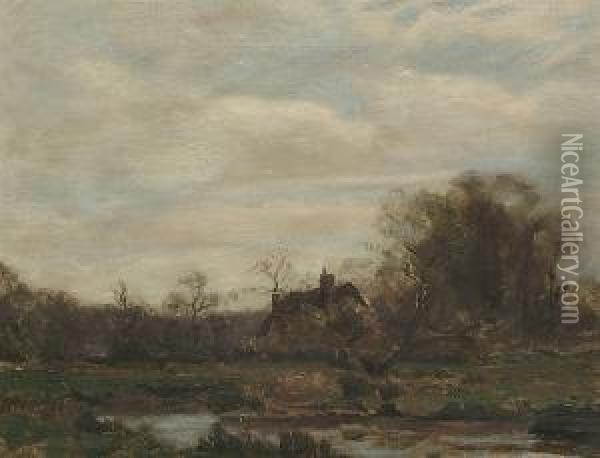 Watersend Near Hatfield Oil Painting - Henry George Moon