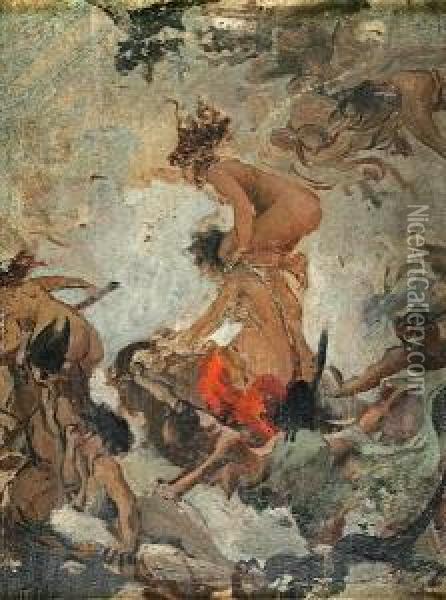 Witches Gathering And Study Of A Witch: Two Oil Painting - Luis Ricardo Falero