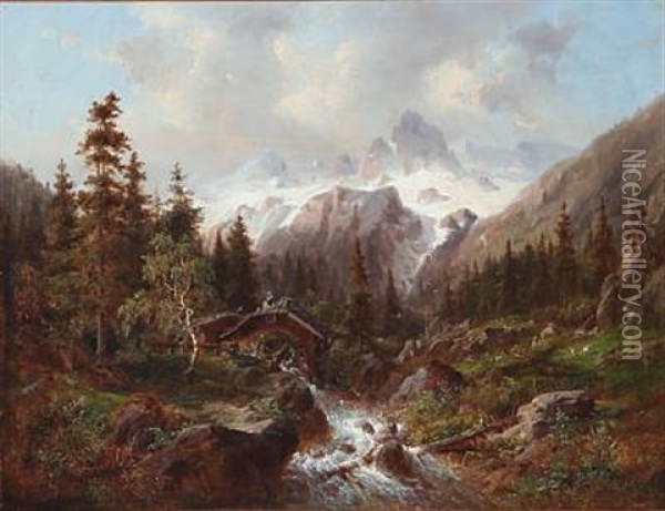 Mountain Landscape Oil Painting - Carl Georg Koester