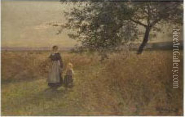 Returning From The Harvest Oil Painting - Friedrich Kallmorgen