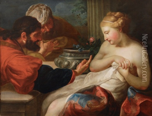Susanna And The Elders Oil Painting - Federico Cervelli