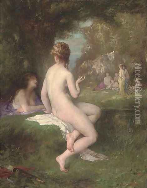 Diana bathing with the nymphs Oil Painting - Armand Laroche