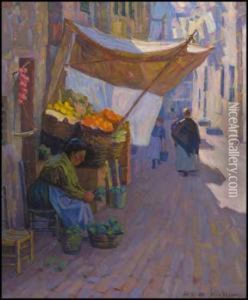 The Fruit Vendor Oil Painting - Helen Galloway Mcnicoll