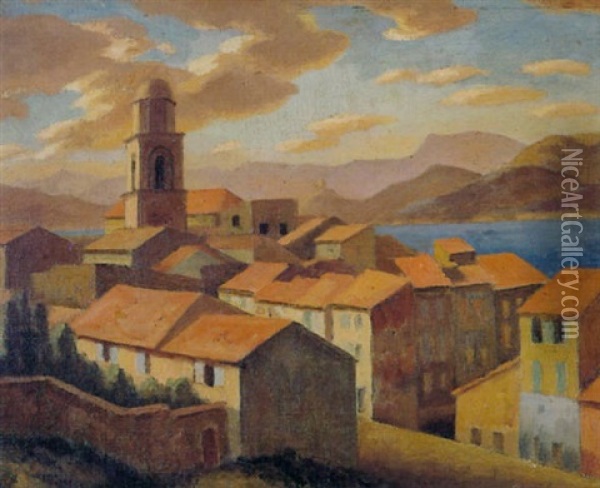 Mistral: A Town In The Midi Oil Painting - Roger Fry
