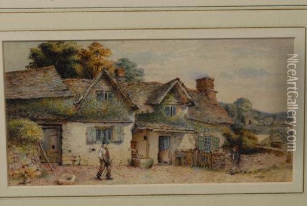 Cottage, Tavistock Oil Painting - Albert Hodder