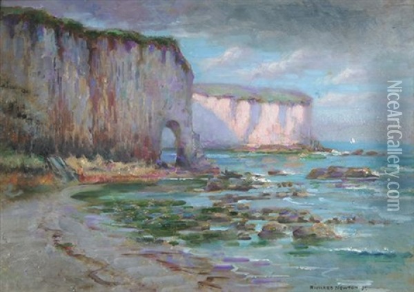 French Coastal Scene Oil Painting - Richard Newton II