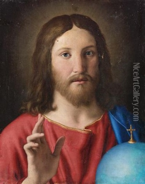 Salvator Mundi Oil Painting - Giovanni Battista Salvi (Il Sassoferrato)