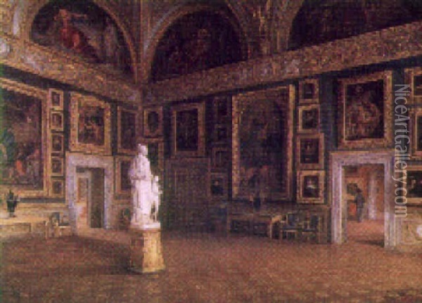 Sala Dell'iliad, Pitti Palace, Florence Oil Painting - Louis Hector Leroux
