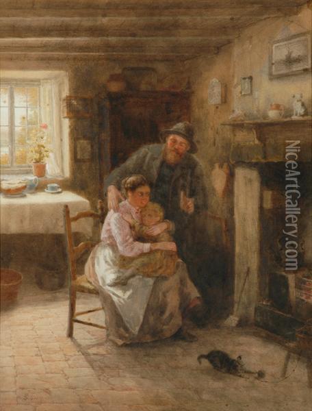 Inside The Family Cottage Oil Painting - Samuel McCloy