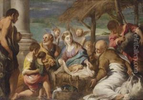 The Adoration Of The Shepherds Oil Painting - Antonio Perini