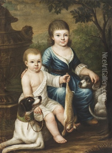 Portrat Eines Geschwisterpaares Aus Dem Hause Von Babo Oil Painting - Johann Jacob de Lose