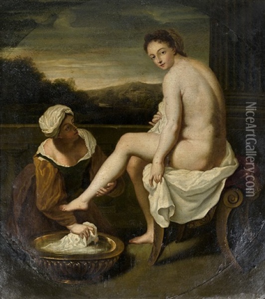 Jeune Femme A Sa Toilette Oil Painting - Jean-Baptiste Santerre