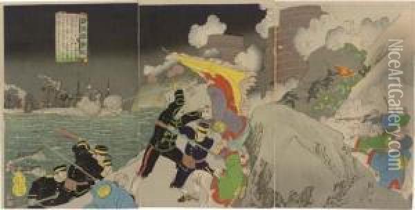 Report Of The Sino-japanese War Oil Painting - Chikanobu Toyohara