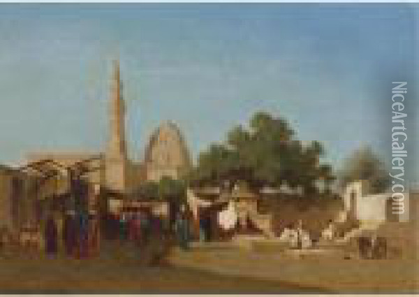 Mosque Of Sultan Hassan, Cairo Oil Painting - Charles Theodore Frere