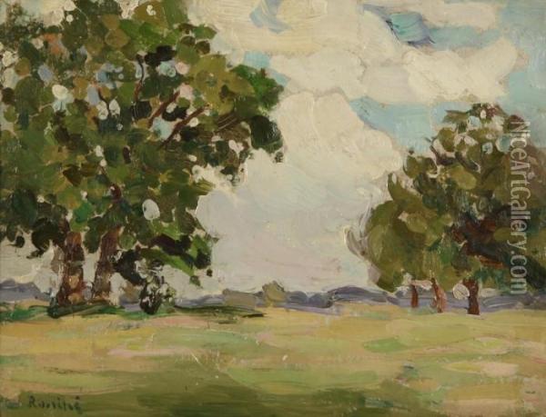 Landscape With Apple Trees Oil Painting - Vladimir Baranoff-Rossine