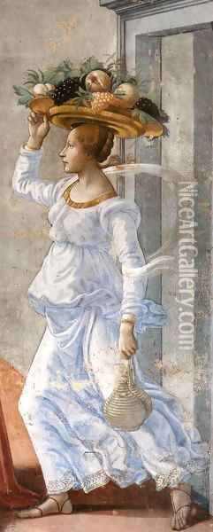 Birth of St John the Baptist (detail) 3 Oil Painting - Domenico Ghirlandaio