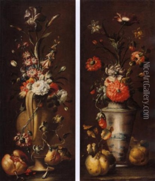 Vaso Con Fiori Oil Painting - Felice Rubbiani