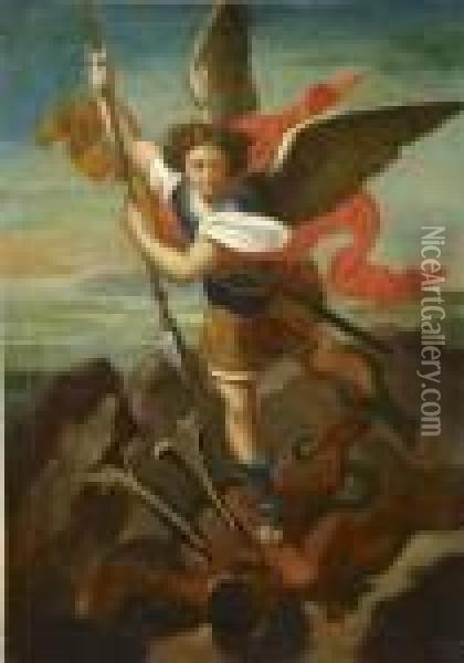 Saint Michel Terrassant Le Demon Oil Painting - Raphael (Raffaello Sanzio of Urbino)