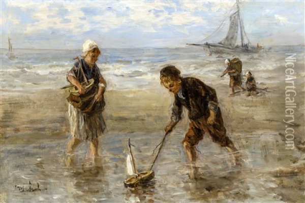 Enfants Jouant Sur La Plage Oil Painting - Jozef Israels
