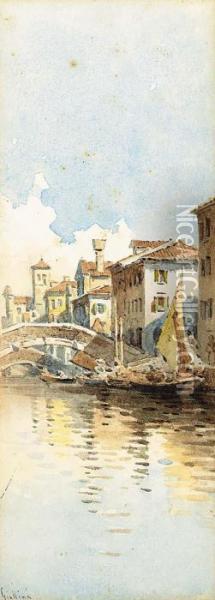A Venetian Backwater Oil Painting - Angelos Giallina