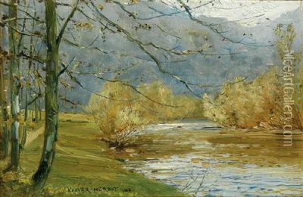 Flusslandschaft Oil Painting - Carl Kaiser-Herbst