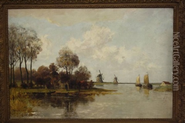 Molens Aan Een Vaart Oil Painting - Cornelis Julius van Wickevoort Crommelin