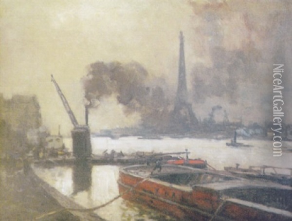 Les Quais Et La Tour Eiffel Oil Painting - Frank Myers Boggs