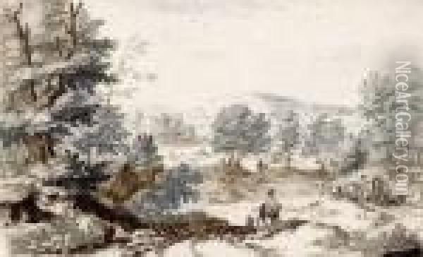 Reiter Und Kutsche Auf Einem Wald Oil Painting - Willem Swidde
